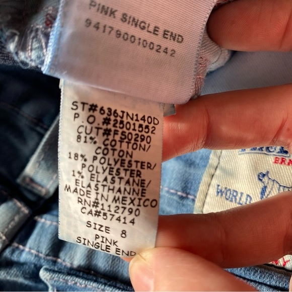 True Religion Girls acid wash jeans w pink stitching size 8 - Picture 14 of 15